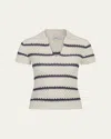 Vince Macrame Stripe Henley In Off White Combo In Off White Combo