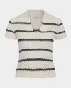 Vince Macrame Stripe Henley In Off White Combo In Off White Combo