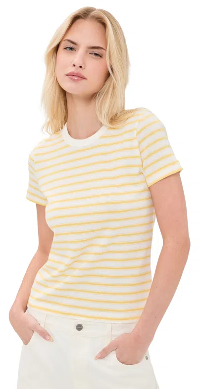 Vince Stripe Shrunken 90s Tee Limone Combo In Yellow