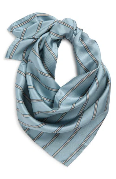 Vince Stripe Silk Twill Scarf In Gray