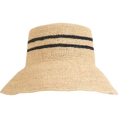 Vince Stripe Straw Bucket Hat In Brown