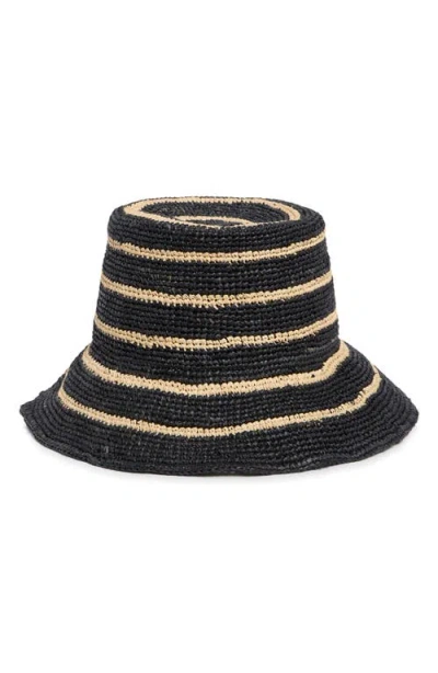 Vince Stripe Straw Cloche In Neutral