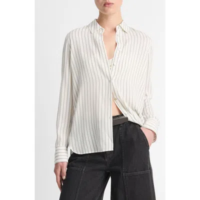 VINCE VINCE STRIPE STRETCH SILK BUTTON-UP SHIRT