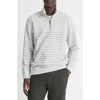 Vince Stripe Sueded Quarter-zip Top In White