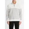 Vince Stripe Sueded Quarter-zip Top In Neutral
