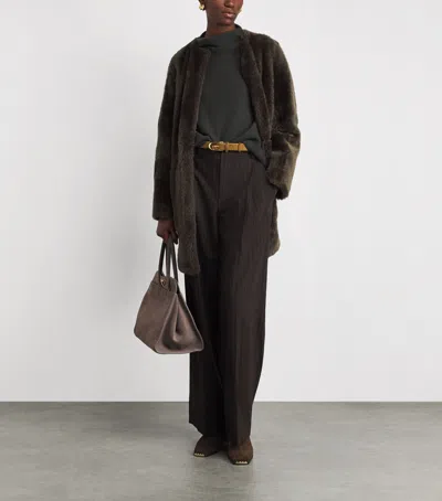 Vince Stripe Tailored Trousers In Brown