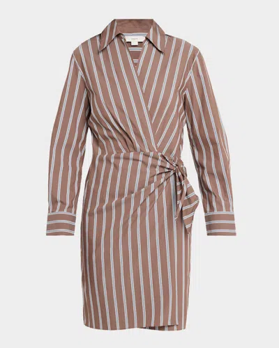Vince Stripe Wrap Shirtdress In Multi