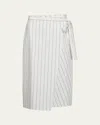 Vince Seedling Stripe Cotton Wrap Skirt In Off Whitemarigold