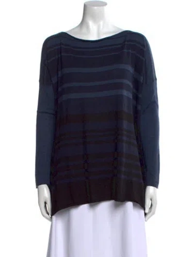 Pre-owned Vince Striped Bateau Neckline Sweater In Black