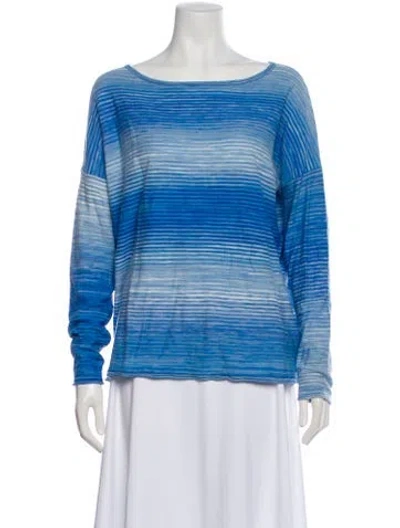 Pre-owned Vince Striped Bateau Neckline Sweater In Blue