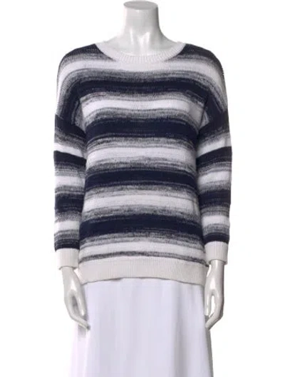Pre-owned Vince Striped Bateau Neckline Sweater In Blue