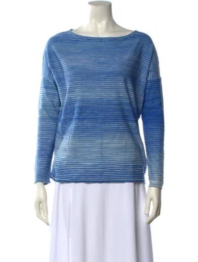 Pre-owned Vince Striped Bateau Neckline Sweater In Blue
