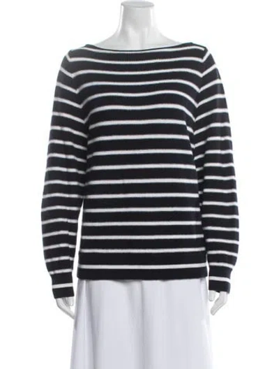 Pre-owned Vince Striped Bateau Neckline Sweater In Blue