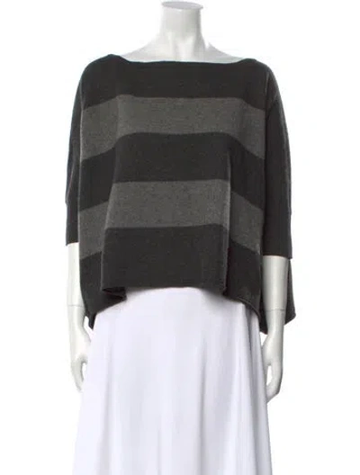 Pre-owned Vince Striped Bateau Neckline Sweater In Gray