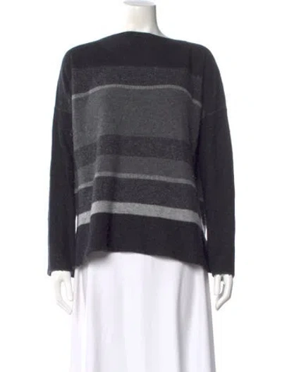 Pre-owned Vince Striped Bateau Neckline Sweater In Gray