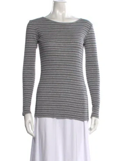Pre-owned Vince Striped Bateau Neckline Sweater In Grey