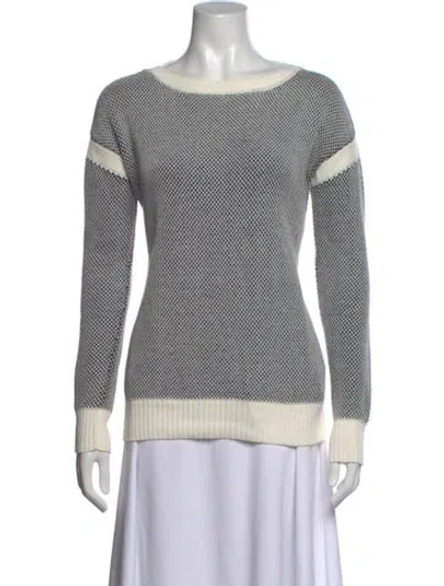 Pre-owned Vince Striped Bateau Neckline Sweater In Multi