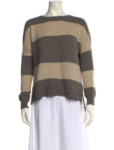 Pre-owned Vince Striped Bateau Neckline Sweater In Neutral