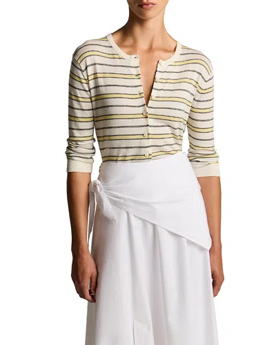 Vince Striped Cardigan Sweater In Multi