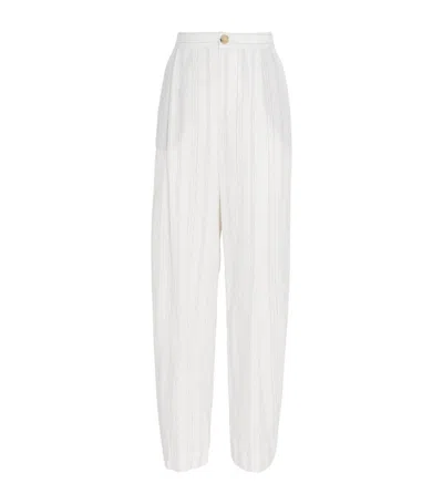 Vince Striped Casual Trousers In White