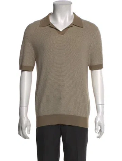 Pre-owned Vince Striped Collar Polo Sweater In Neutral