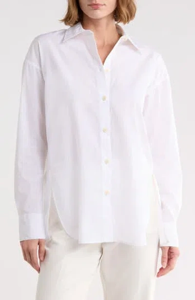 Vince Striped Cotton Button Down Shirt In Optic White/ Butter