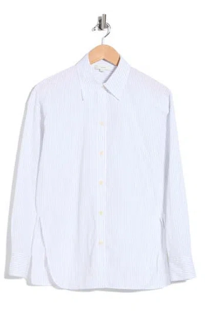 Vince Striped Cotton Button Down Shirt In Blue