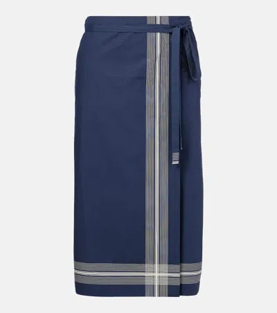 Vince Striped Cotton Wrap Skirt In Blue