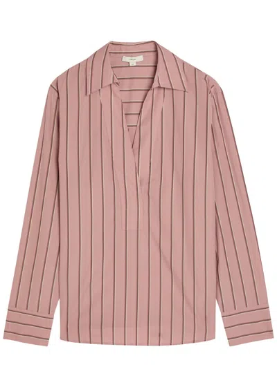 Vince Striped Cotton-poplin Shirt In Pink