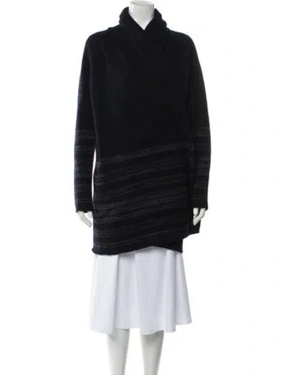 Pre-owned Vince Striped Cowl Neck Sweater In Blue