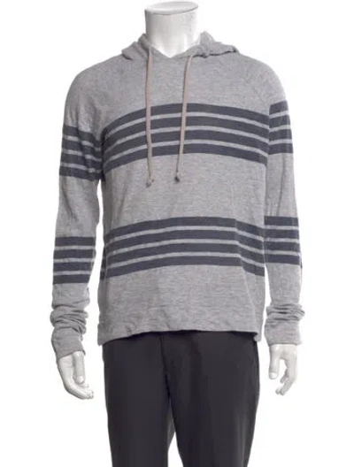 Pre-owned Vince Striped Crew Neck Hoodie In Grey