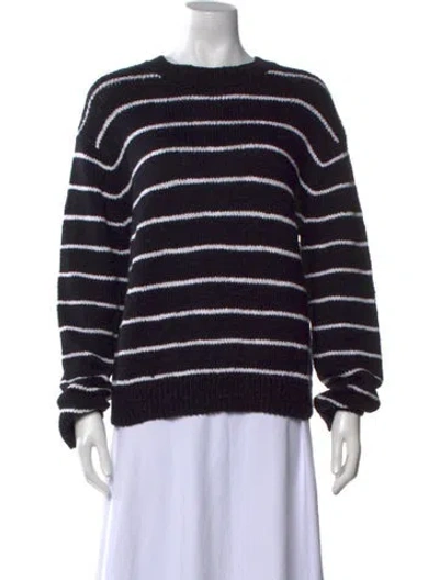 Pre-owned Vince Striped Crew Neck Sweater In Black