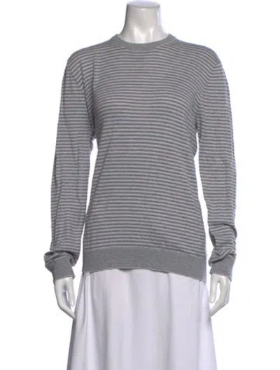 Pre-owned Vince Striped Crew Neck Sweater In Black/grey