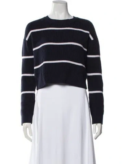 Pre-owned Vince Striped Crew Neck Sweater In Blue