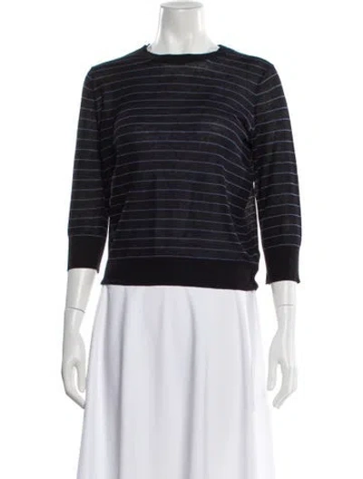 Pre-owned Vince Striped Crew Neck Sweater In Blue