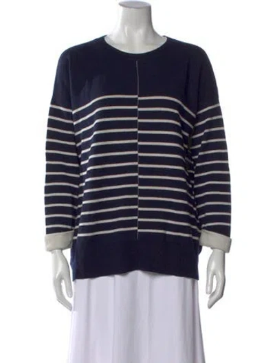 Pre-owned Vince Striped Crew Neck Sweater In Blue