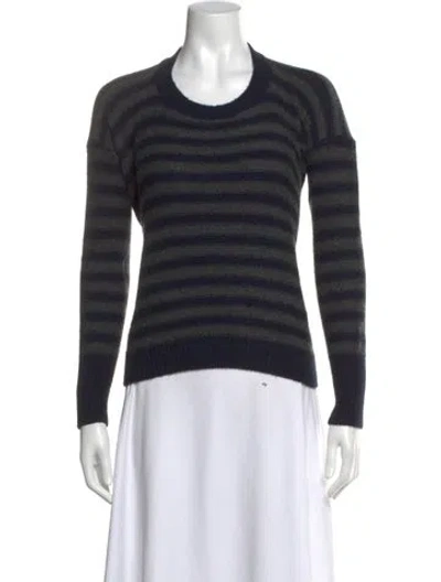 Pre-owned Vince Striped Crew Neck Sweater In Blue