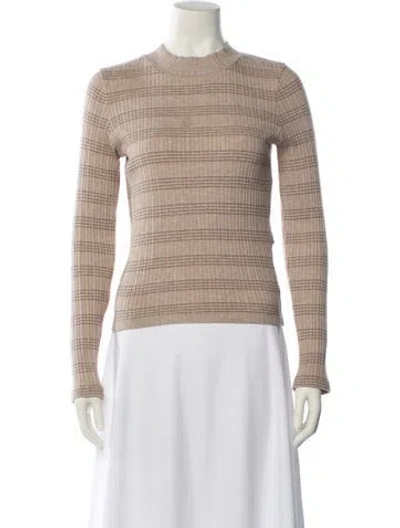 Pre-owned Vince Striped Crew Neck Sweater In Brown