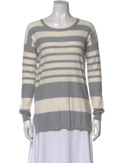 Pre-owned Vince Striped Crew Neck Sweater In Gray