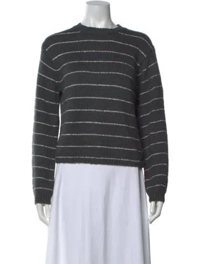 Pre-owned Vince Striped Crew Neck Sweater In Grey