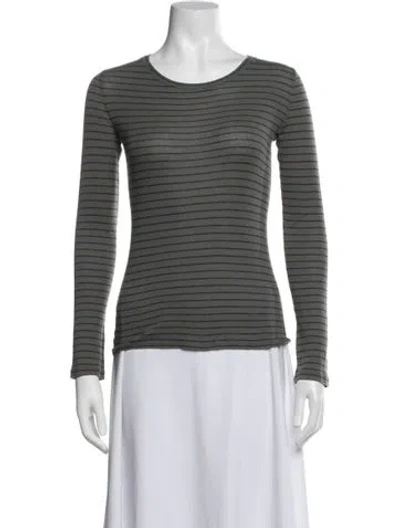 Pre-owned Vince Striped Crew Neck Sweater In Grey