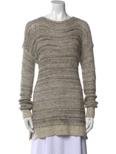 Pre-owned Vince Striped Crew Neck Sweater In Neutral