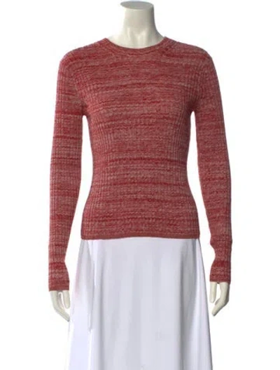 Pre-owned Vince Striped Crew Neck Sweater In Red