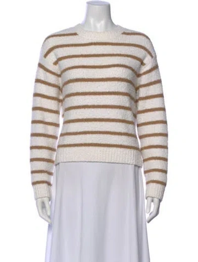 Pre-owned Vince Striped Crew Neck Sweater In White