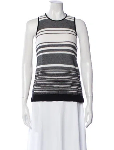 Pre-owned Vince Striped Crew Neck Sweater In White