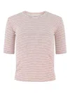 Vince Striped Crew-neck T-shirt In Pink