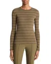Vince Striped Crewneck Top In Green
