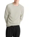 Vince Striped Double Knit Long Sleeved Crewneck Tee In Green