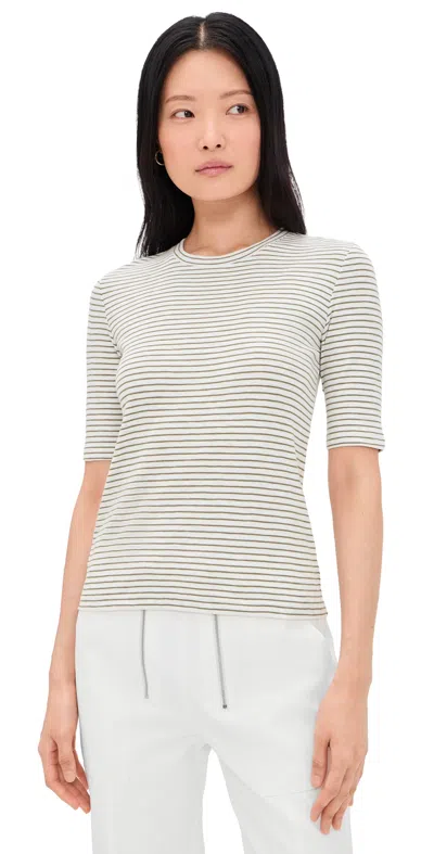 Vince Striped Elbow Sleeve Crew Tapenade Combo In Multi