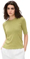 Vince Striped Elbow Sleeve Crew Tee Herbaria Combo In Herbaria Combo